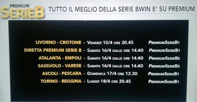 36a giornata su Mediaset Premium Calcio