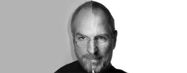 Ashton Kutcher in una foto Split-Screen con Steve Jobs