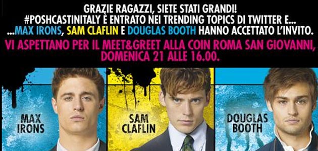 Posh: Sam Claflin, Max Irons e Douglas Booth presenteranno a Roma il film