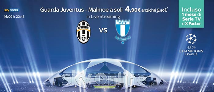 Champions League 2014: Juventus Malmoe, diretta live streaming Sky
