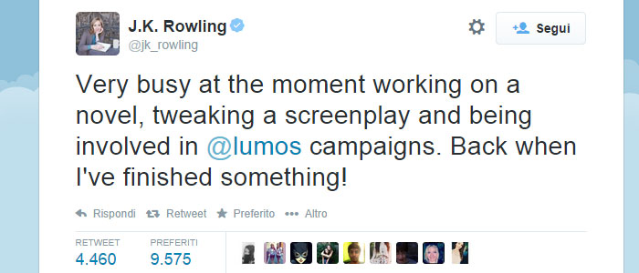 J.K. Rowling allude ad un possibile nuovo libro di Harry Potter via Twitter
