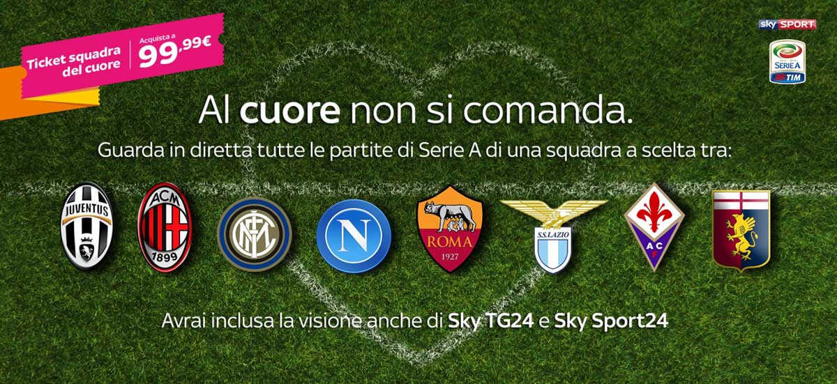 Sky Online, offerte Calcio 2015-16 e Ticket Squadra del cuore