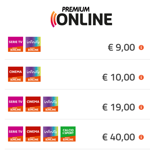 Mediaset premium online prezzi pacchetti