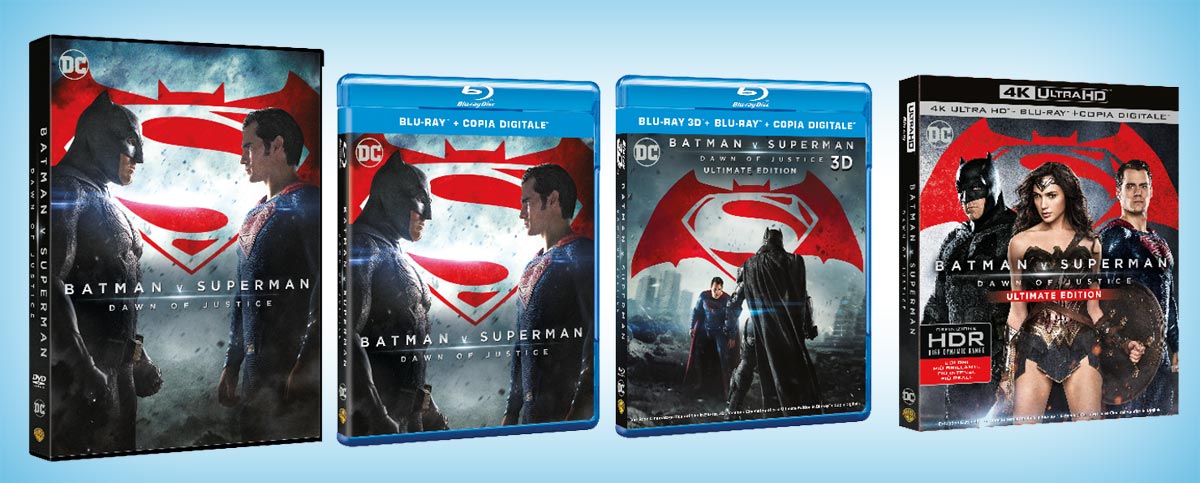 Batman v Superman: Dawn of Justice in DVD, Blu-ray, BD3D, 4K UHD