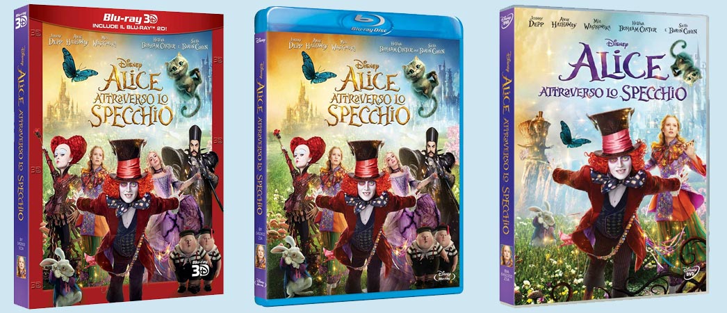 Alice Attraverso lo Specchio in DVD, Blu-Ray, BD3D