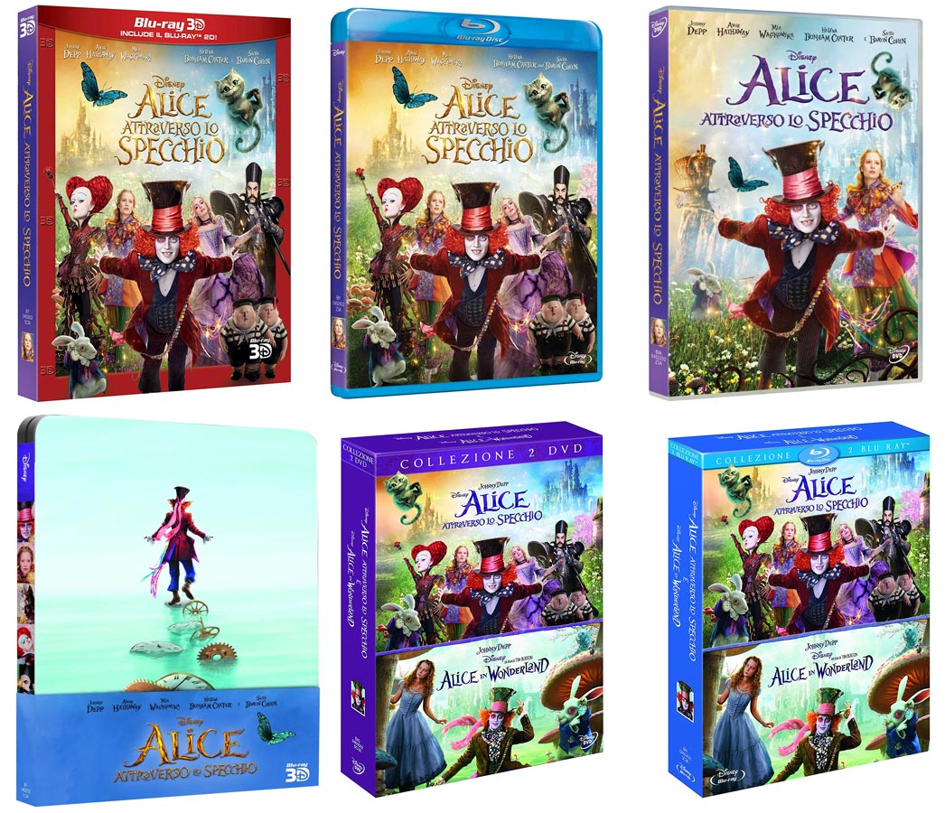 Alice Attraverso lo Specchio in DVD, Blu-Ray, BD3D