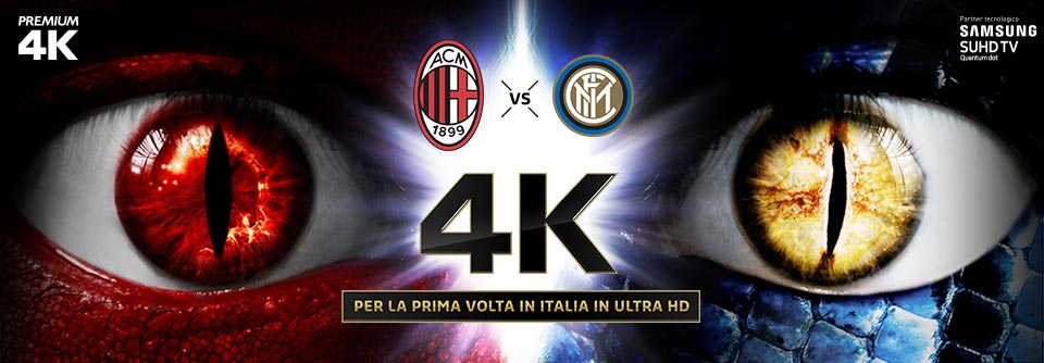 Mediaset Premium: derby Milan - Inter in 4K il 20 novembre