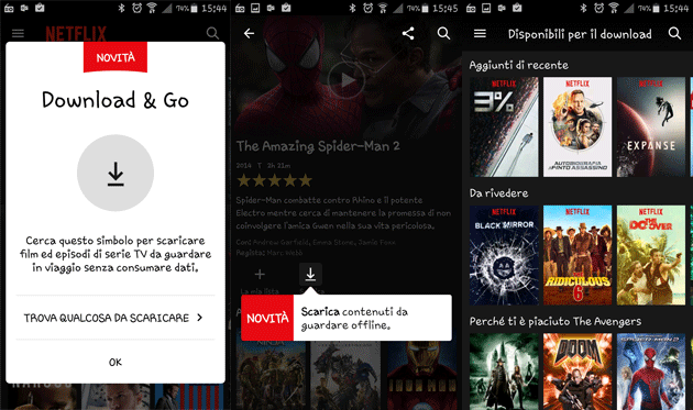 Netflix, download di serie TV e film su smartphone e tablet
