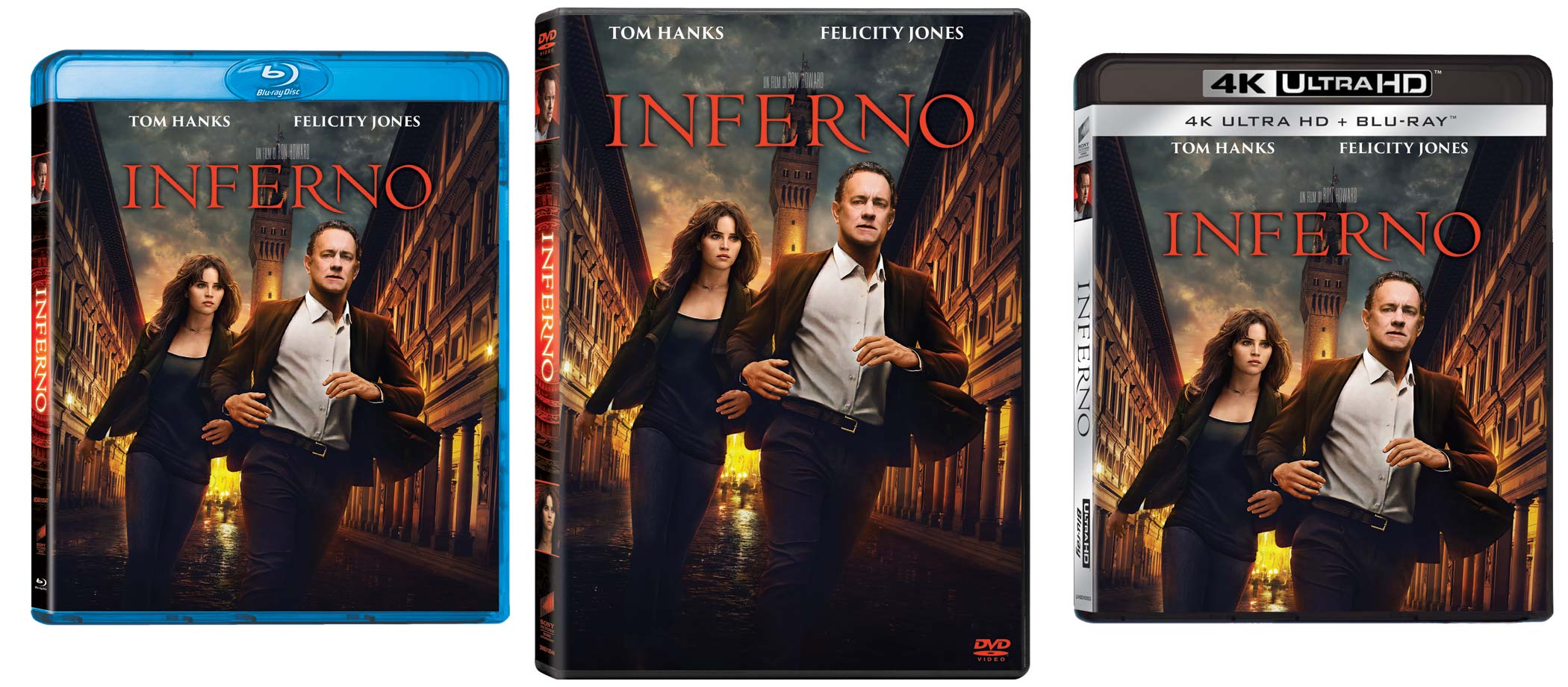 Inferno con Tom Hanks in DVD, Blu-ray, 4k UHD