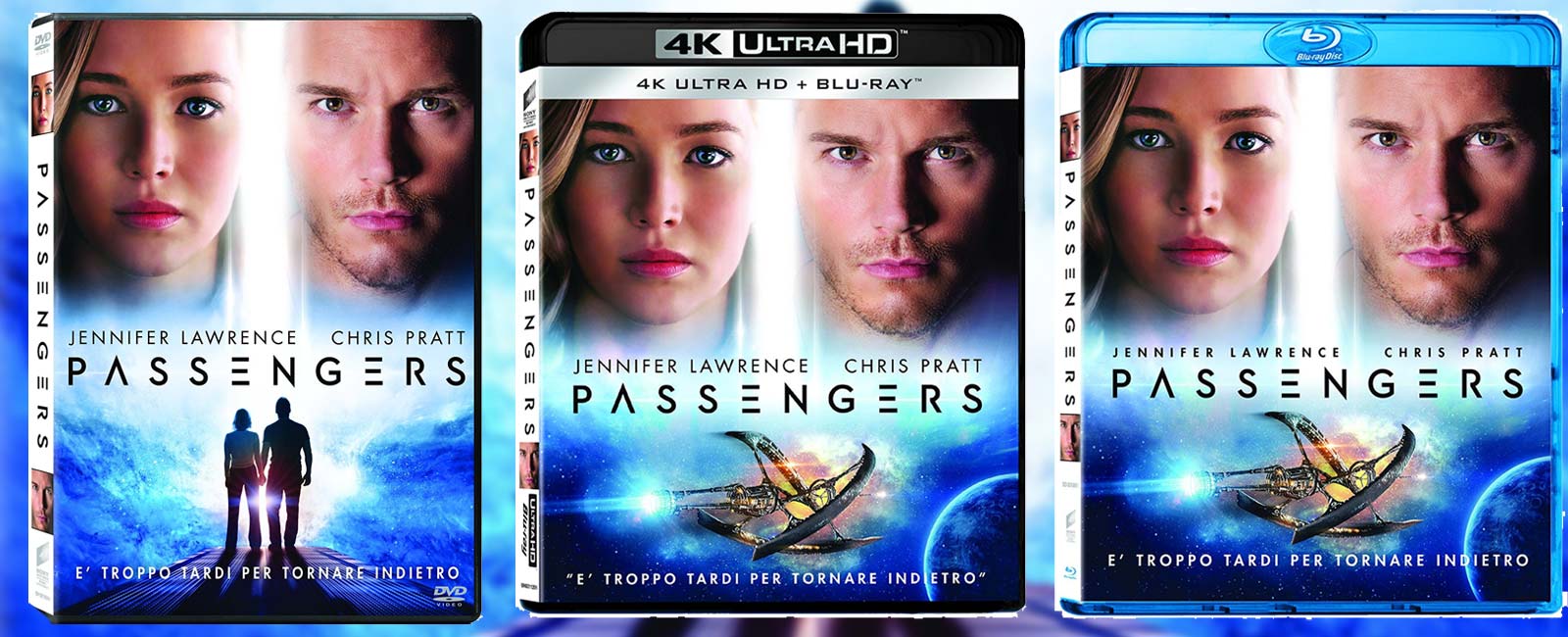 Passengers con Chris Pratt e Jennifer Lawrence in DVD, Blu-ray, 4k Ultra HD e Digitale