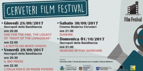 Cerveteri Film Festival, prima edizione dal 28 settembre al 1 ottobre 2017