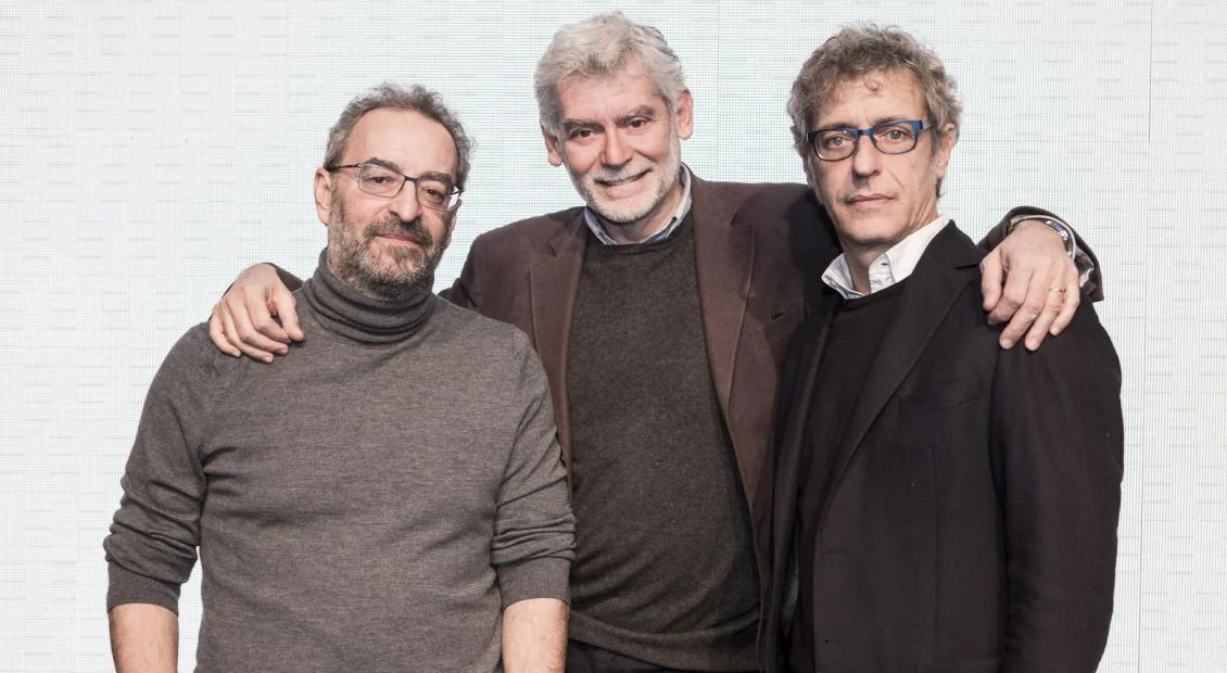 Zelig TV, la direzione del canale da sinistra: Giancarlo Bozzo, Gianluca Paladini, Roberto Bosatra [foto di Francesco Margutti Photomovie]