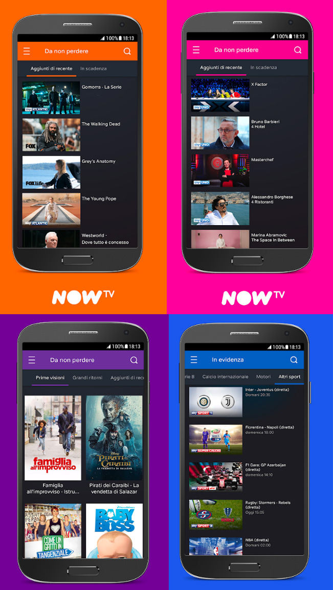 La nuova app NOW TV per smartphone
