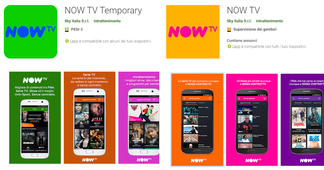 Nuova app NOW TV vs vecchia (Temporary)
