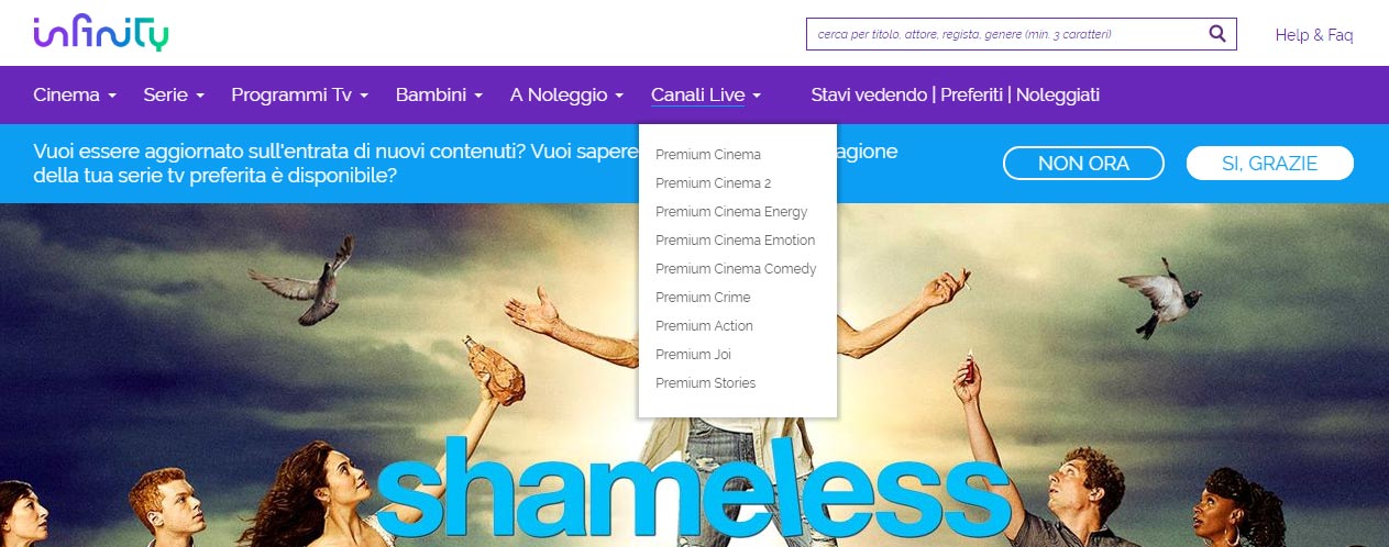 Canali Premium su Infinity