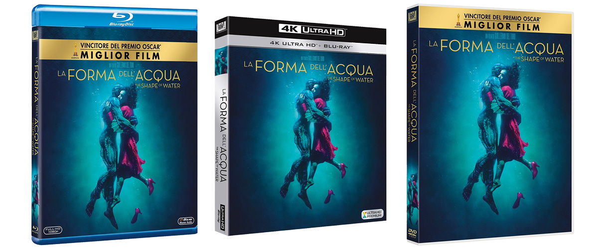 La forma dell'acqua di Guillermo del Toro in DVD, Blu-Ray e 4K Ultra HD