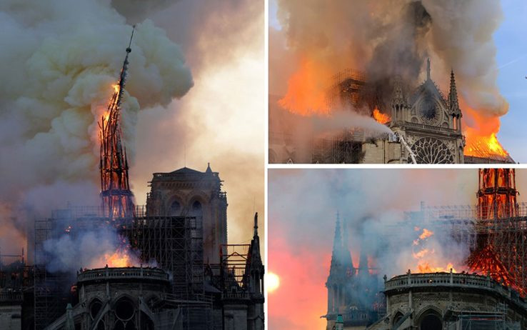 La Rai cambia programmazione per seguire l'incendio che devasta Notre-Dame a Parigi