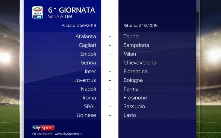 Serie A TIM 2018/19  6a GIORNATA