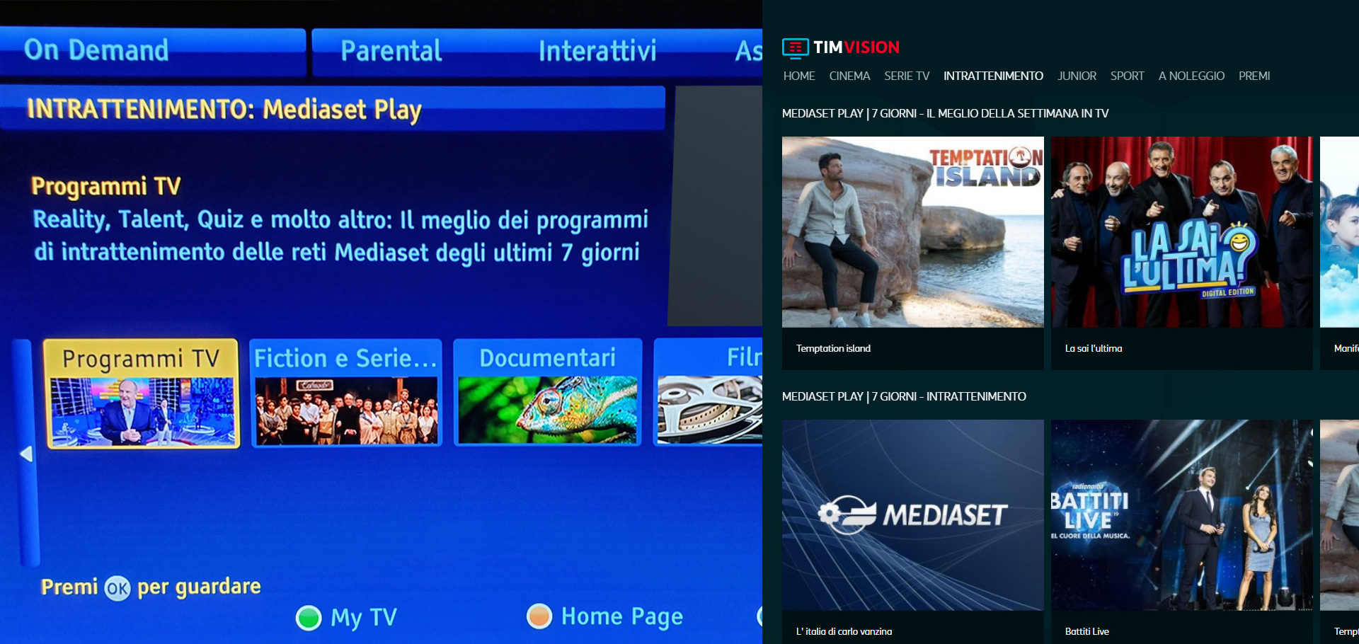 I contenuti TV di Mediaset su Sky e TIMvision