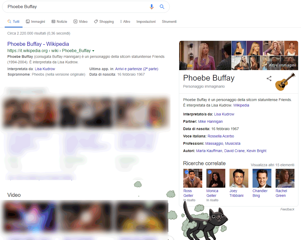 risultato della ricerca 'Phoebe Buffay' su Google