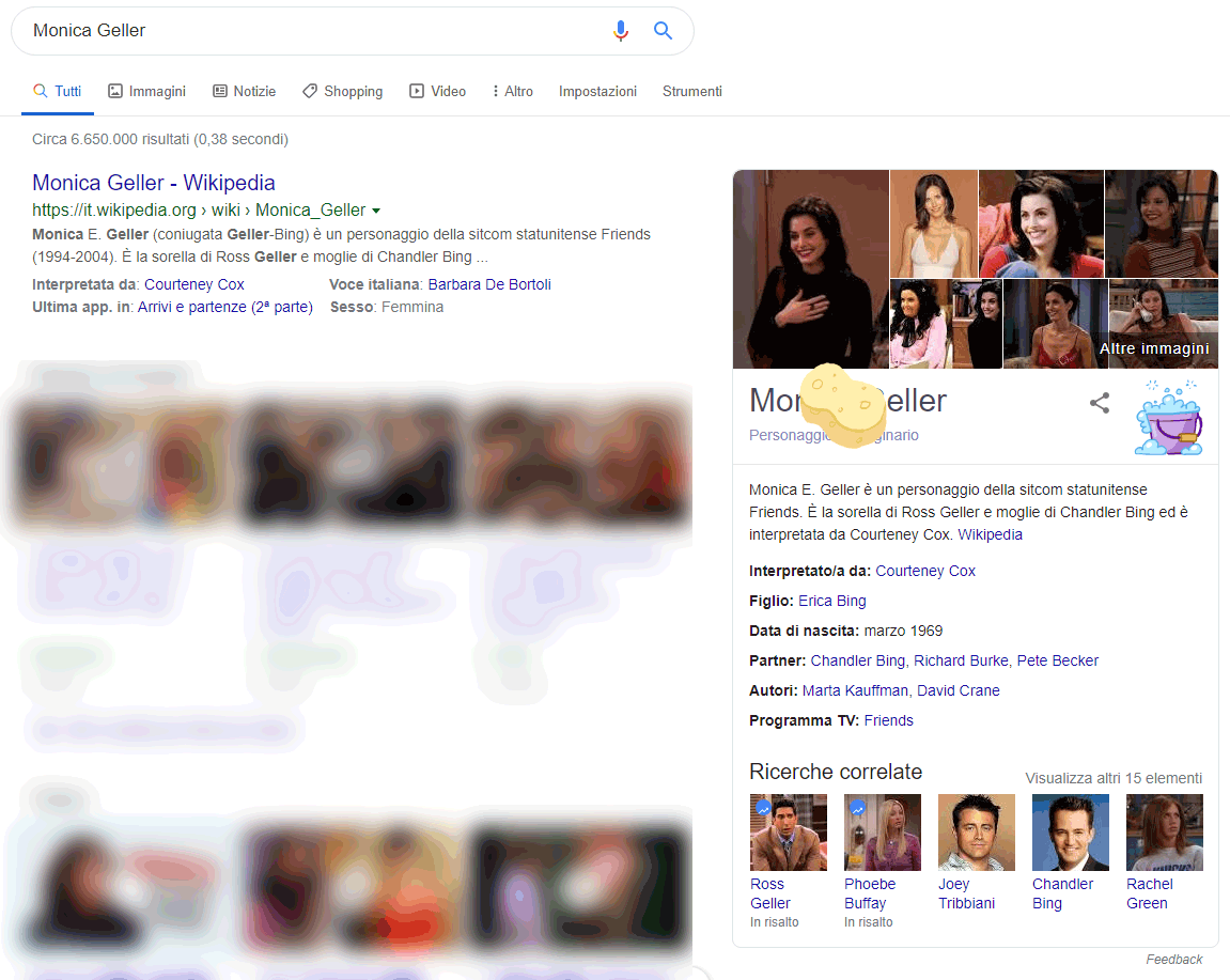 risultato della ricerca 'Monica Geller' su Google