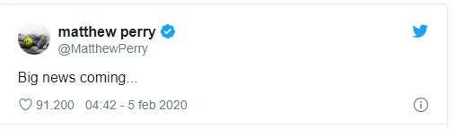 Matthew Perry annuncia su Twitter il suo sbarco su Instagram