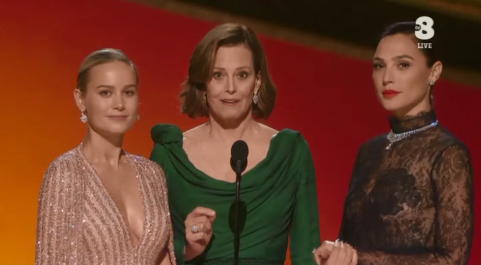 Brie Larson, Gal Gadot e Sigourney Weaver