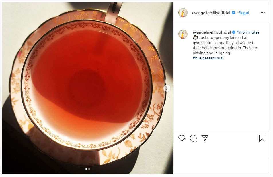 il post su Instagram di Evangeline Lilly
