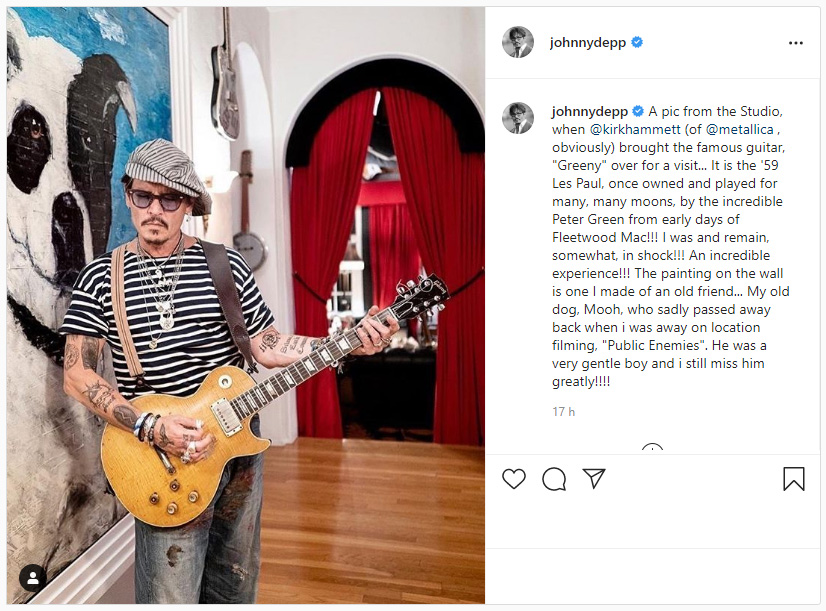 Johnny Depp ricorda il suo cane su Instagram