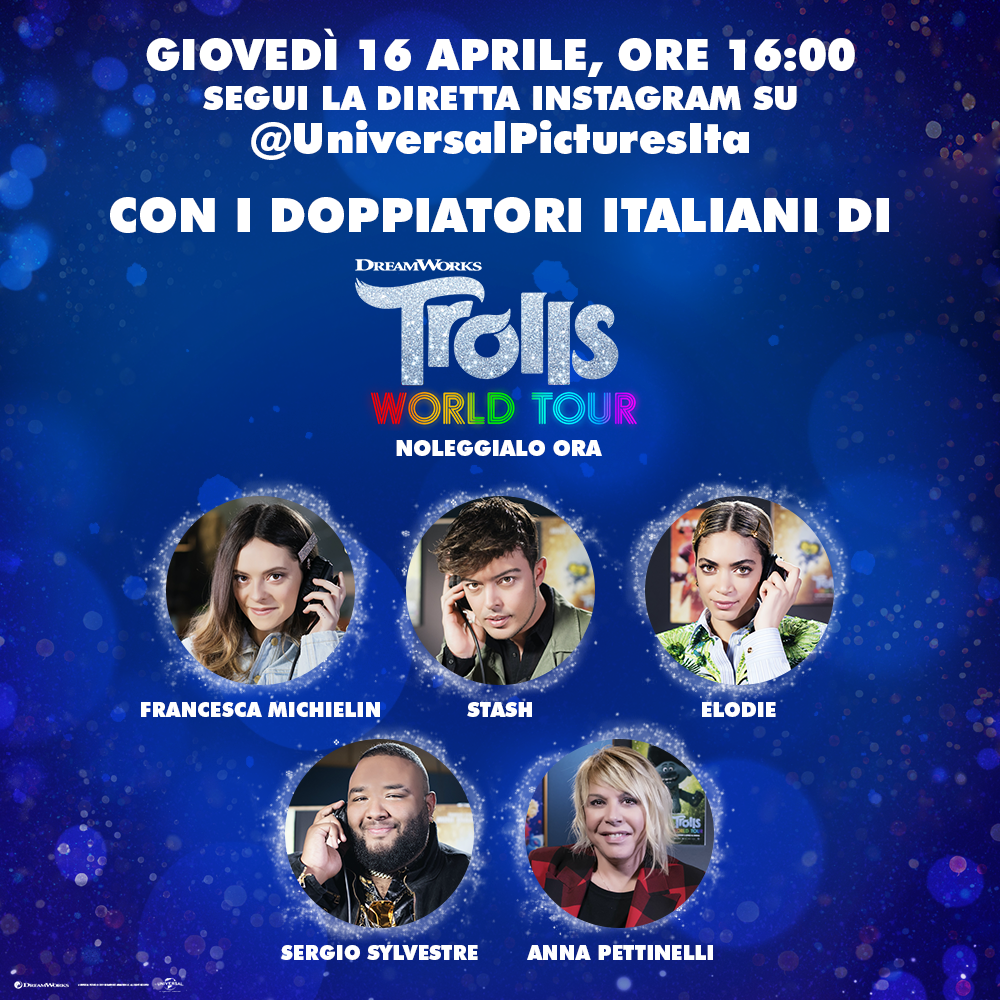 Trolls World Tour: i doppiatori italiani in Diretta Instagram