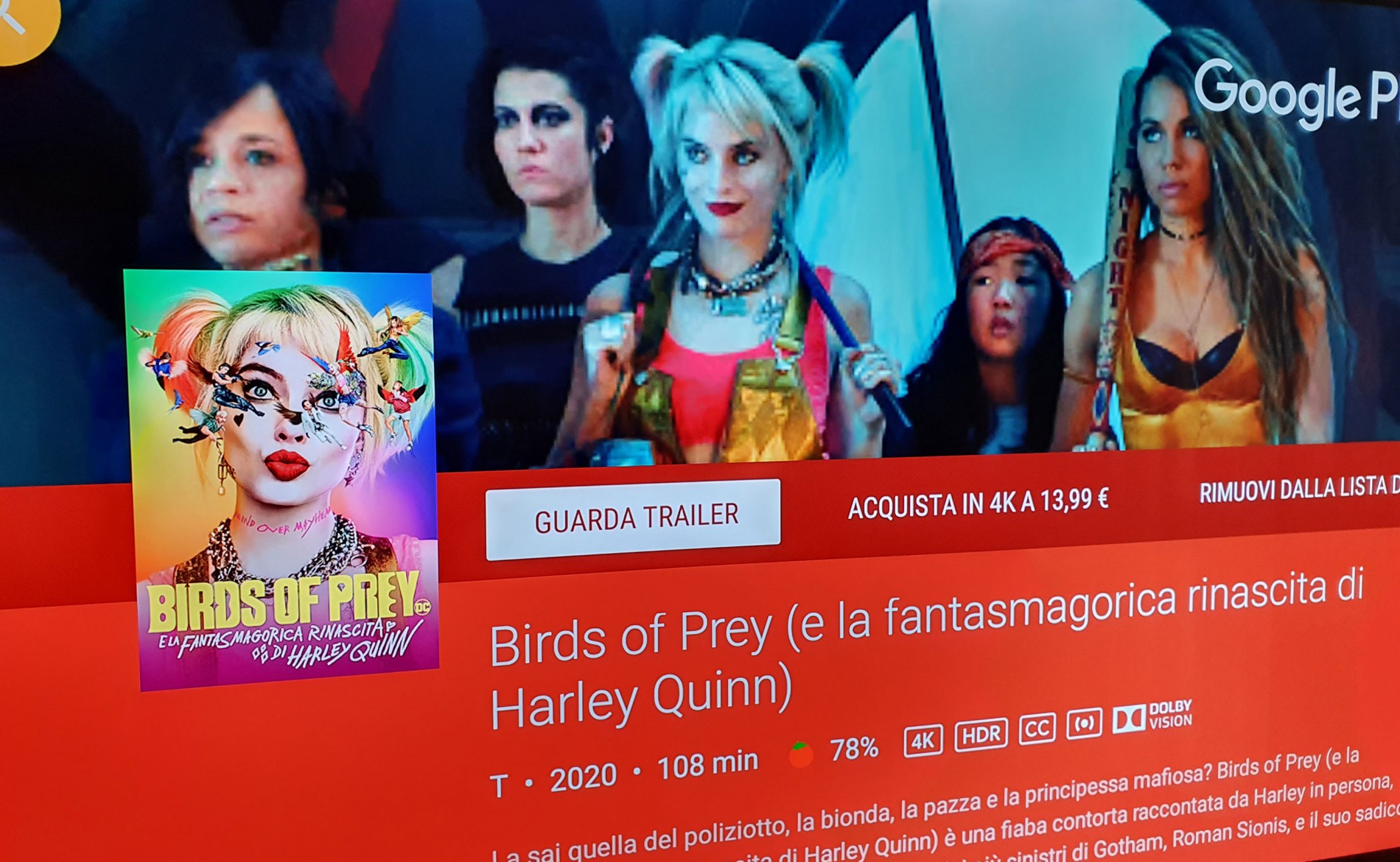 Birds of Prey in Dolby Vision disponibile su Google Play Film