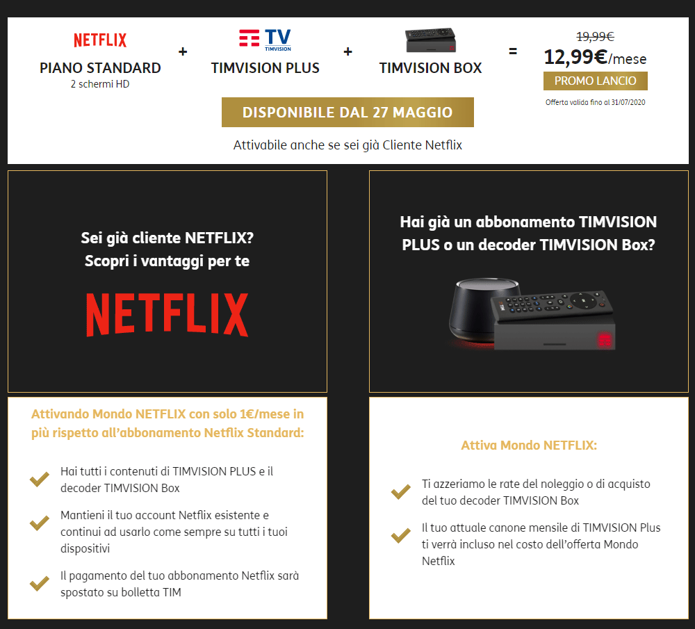 TIM Mondo Netflix - prezzi