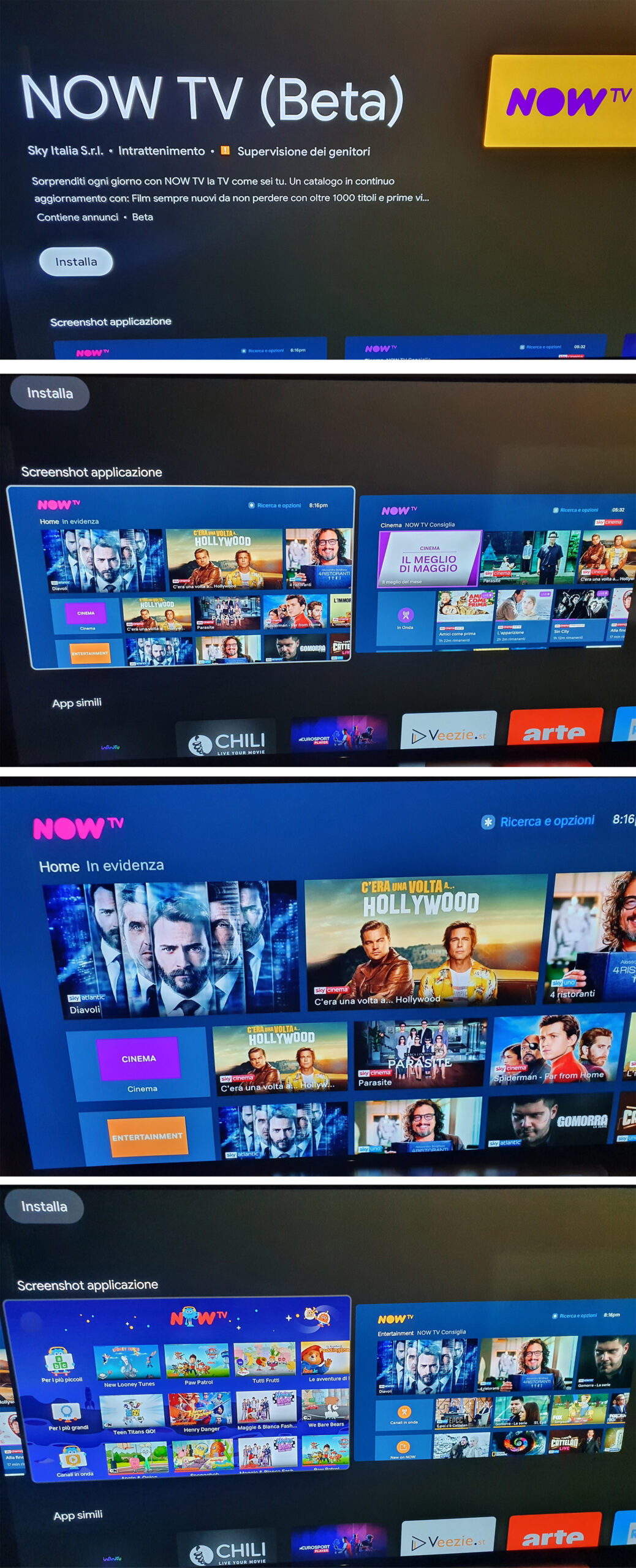 App NOW TV su Sony Android TV nel Google Play Store