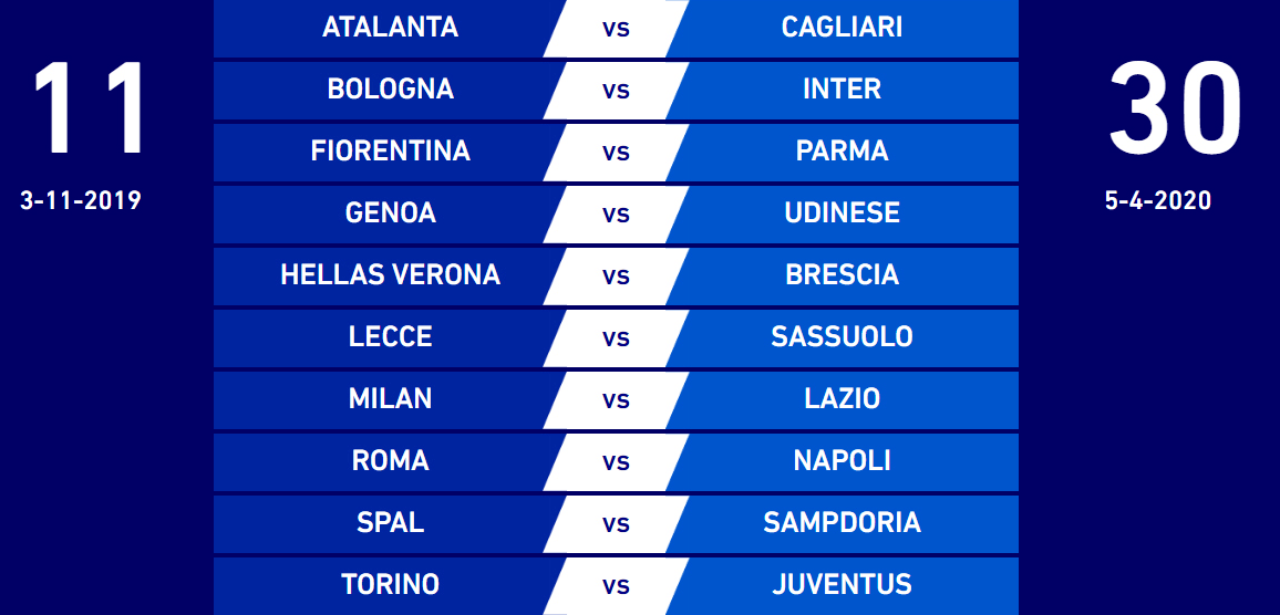 Serie A TIM 2019/20 GIORNATA 11