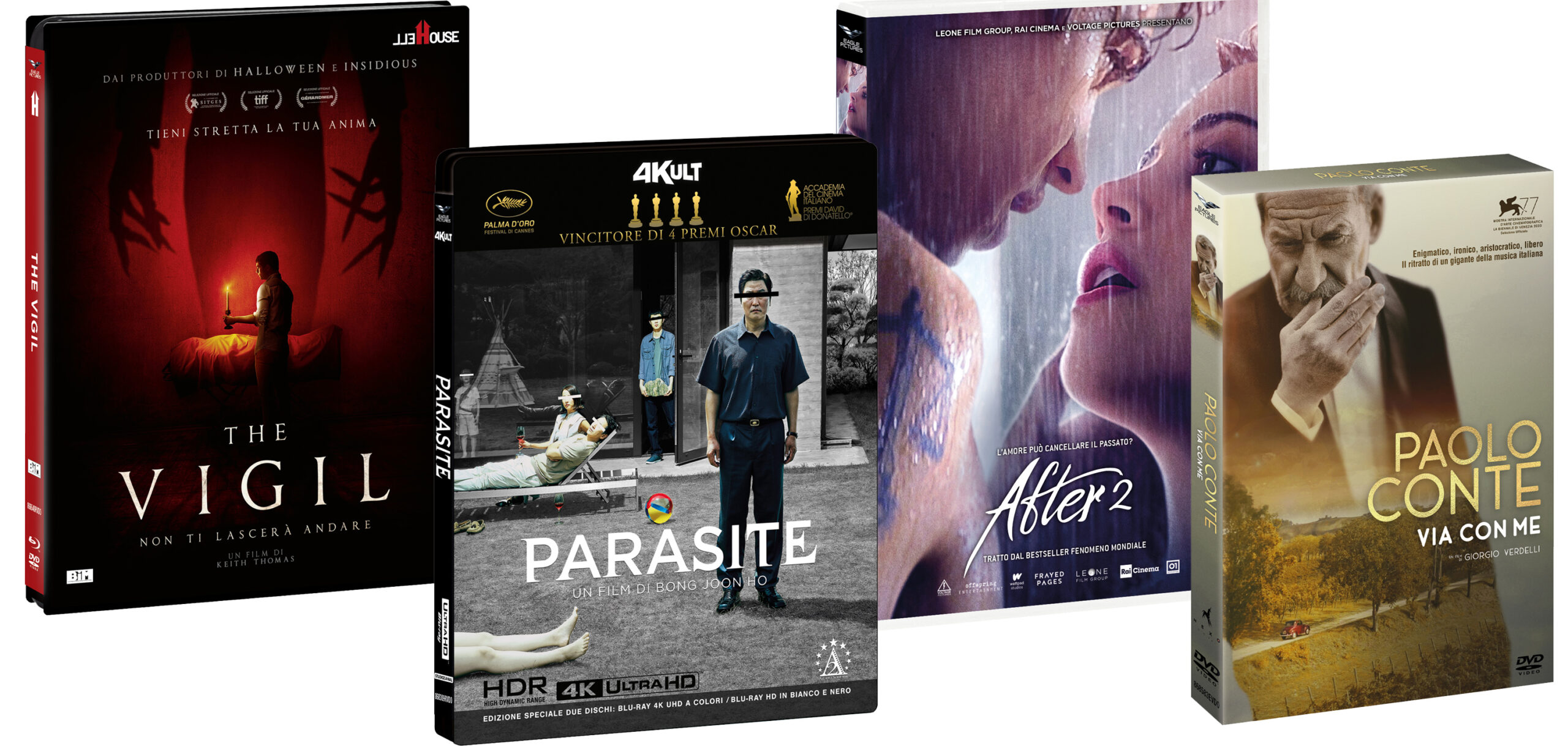 After 2, Parasite in bianco e nero, The Vigil e Paolo Conte, vieni via con me in DVD e BluRay