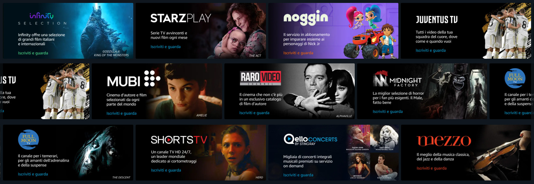 Amazon Prime Video Canali Italia