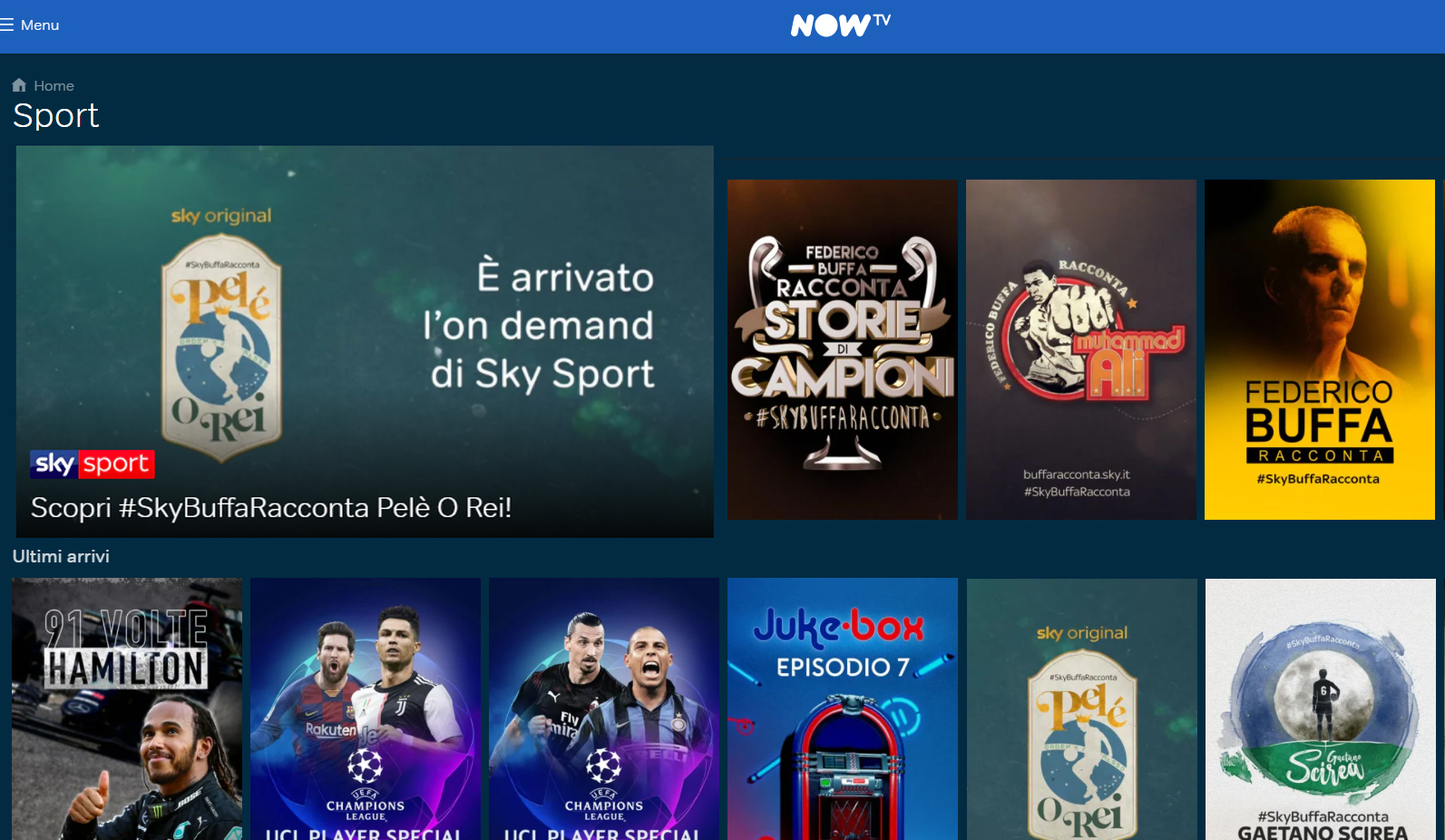 Su NOW TV lo Sport è anche On Demand