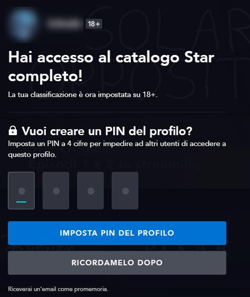 Disney+ permette di impostare un PIN per ciascun profilo