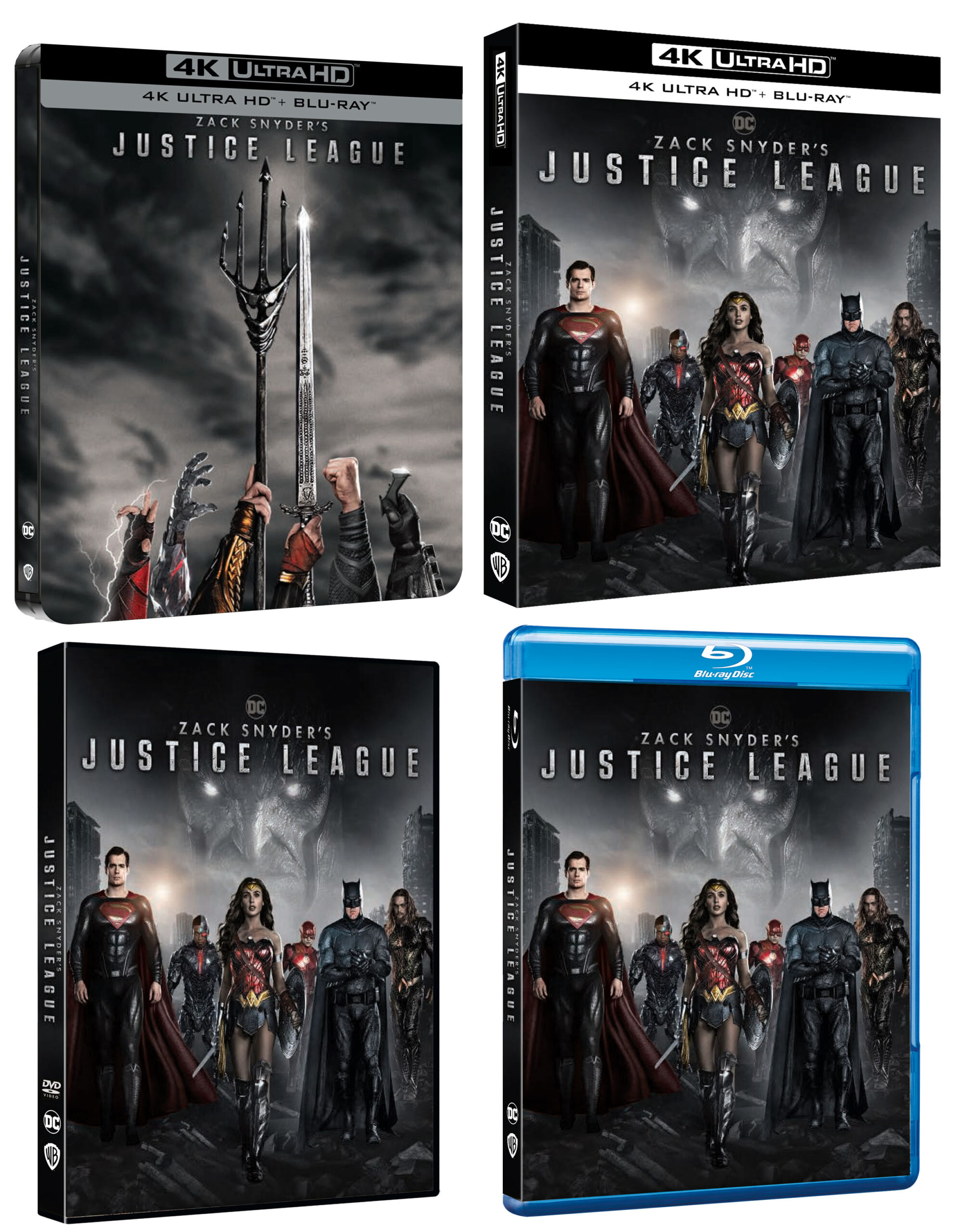 Zack Snyder's Justice League - packshot DVD, Bluray e 4K UHD