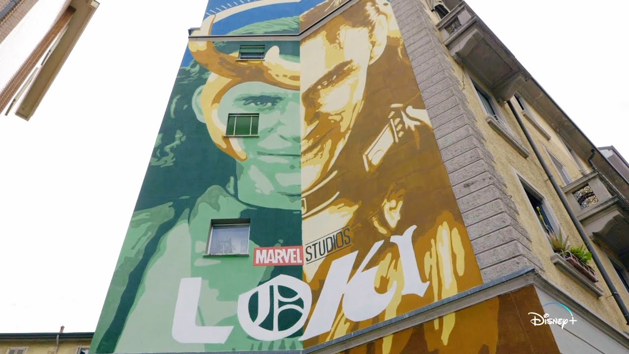 Loki, il murales realizzato da Lucamaleonte dedicato alla serie originale Disney Plus