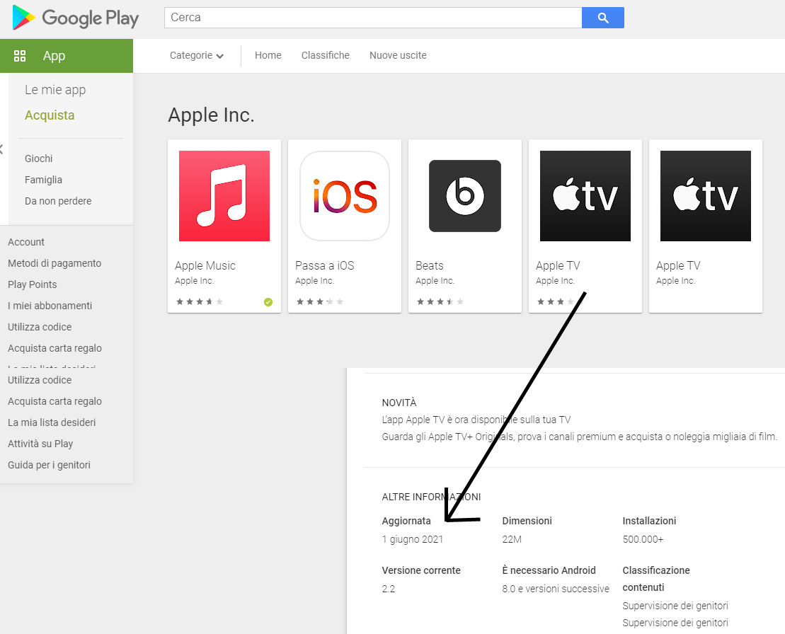 Le due app Apple TV disponibili nel Google Play Store