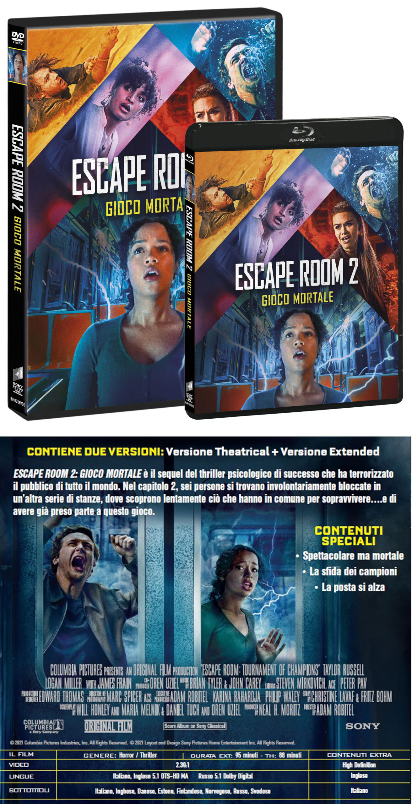 Escape Room 2 - Gioco Mortale di Adam Robitel in DVD e BluRay (con retro)