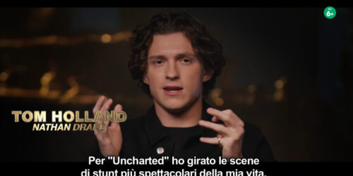 Uncharted, Tom Holland parla della scena di stunt in cui vola fuori dall’aereo