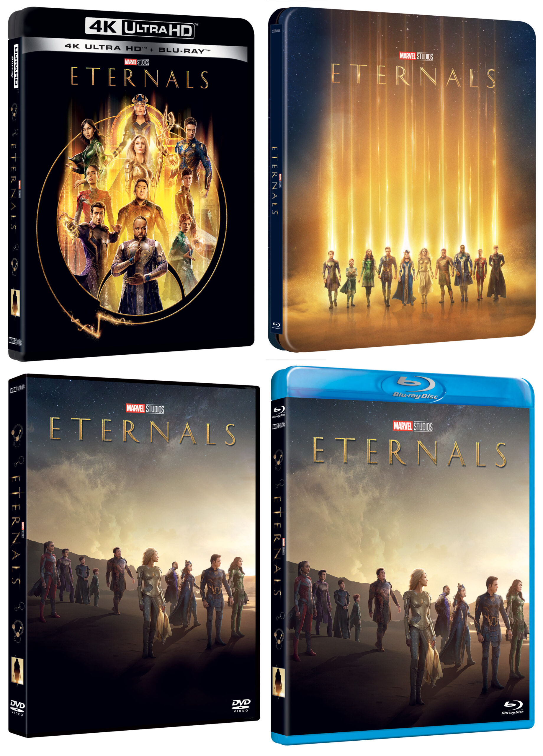 Eternals in Blu-Ray, DVD e UHD Steelbook