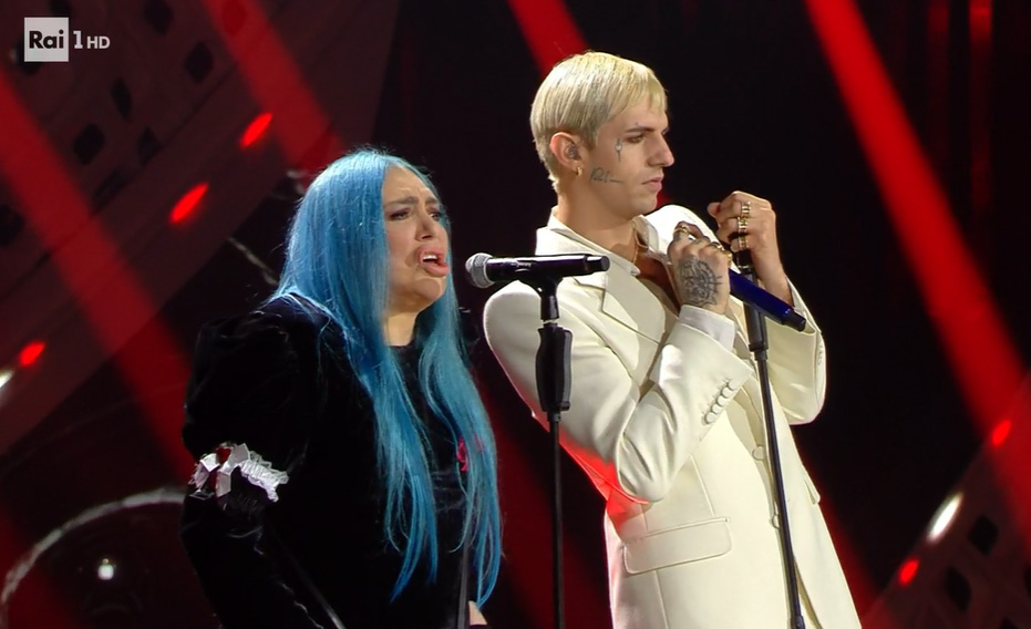 Sanremo 2022, 4a serata - Achille Lauro con Loredana Bertè