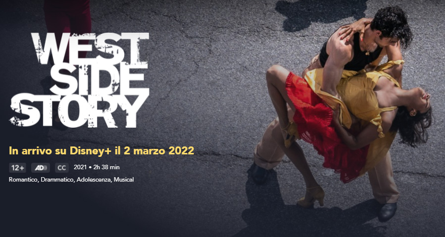 West Side Story di Steven Spielberg su Disney Plus dal 2 marzo