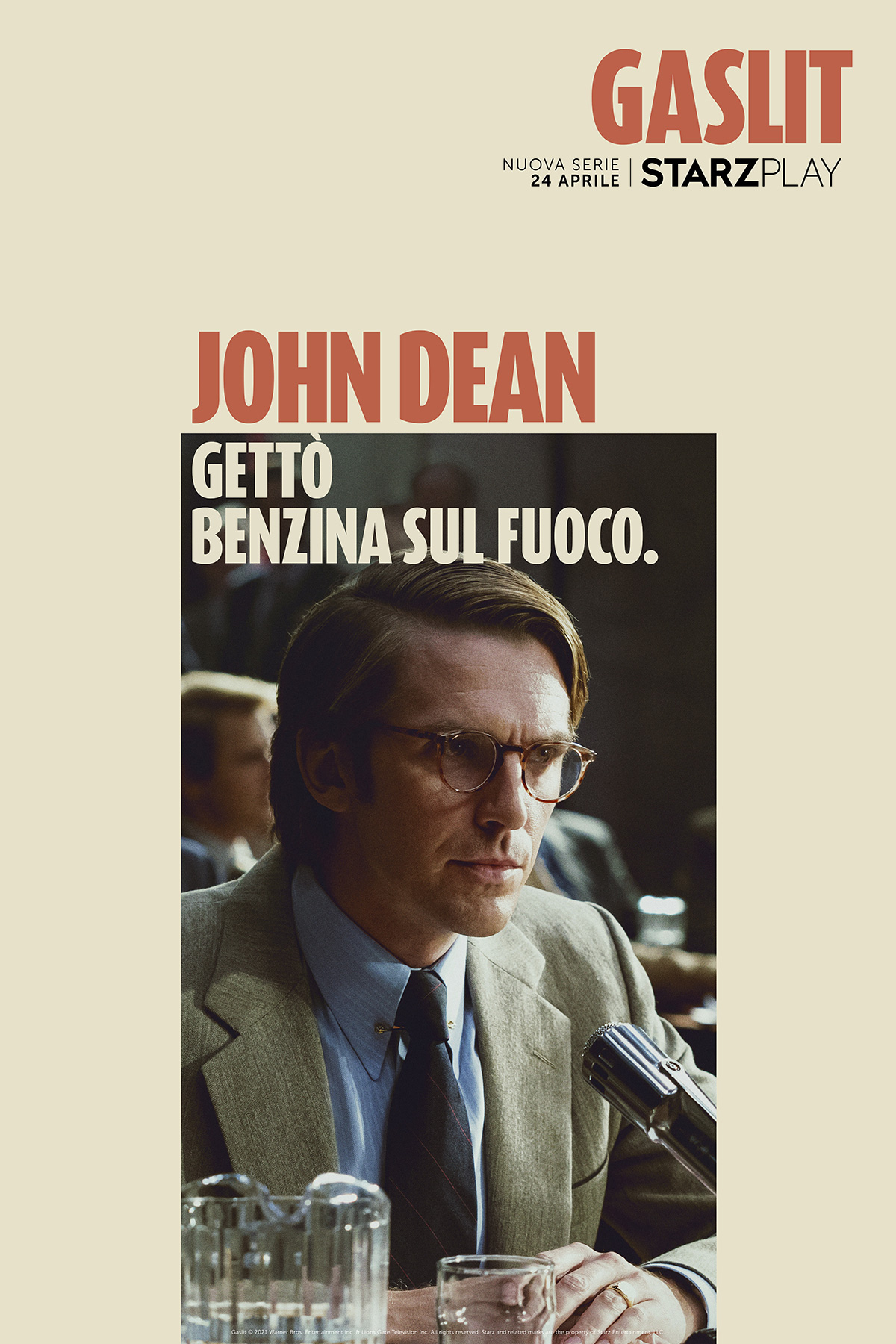 Character Poster John Dean [credit: The Refinery Agency; Copyright 2021 Warner Bros. Entertainment Inc. and Lions Gate Television Inc. All rights reserved. Artwork Copyright Starz Entertainment, LLC.]