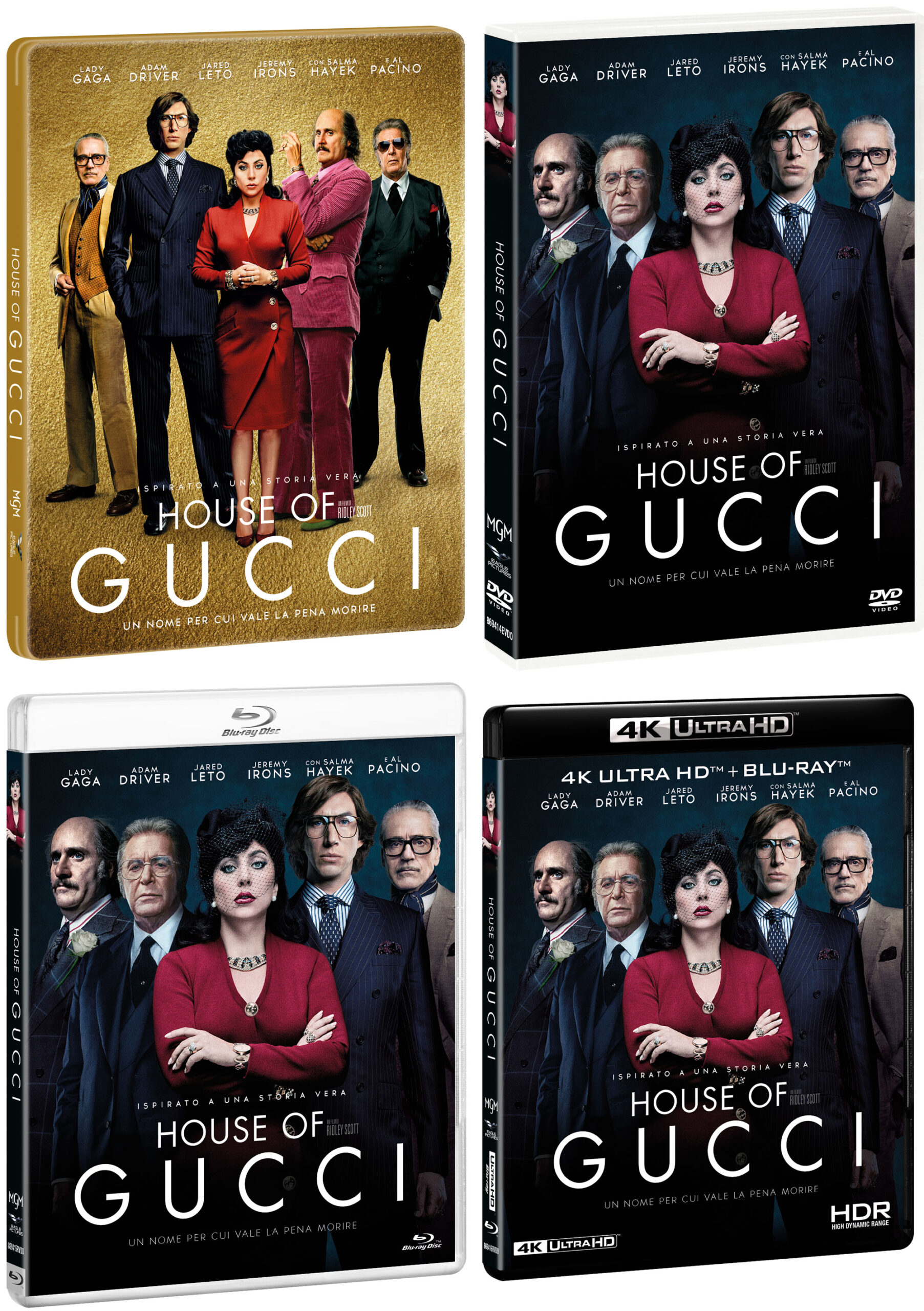 House of Gucci di Ridley Scott in DVD, Blu-ray, e Steelbook