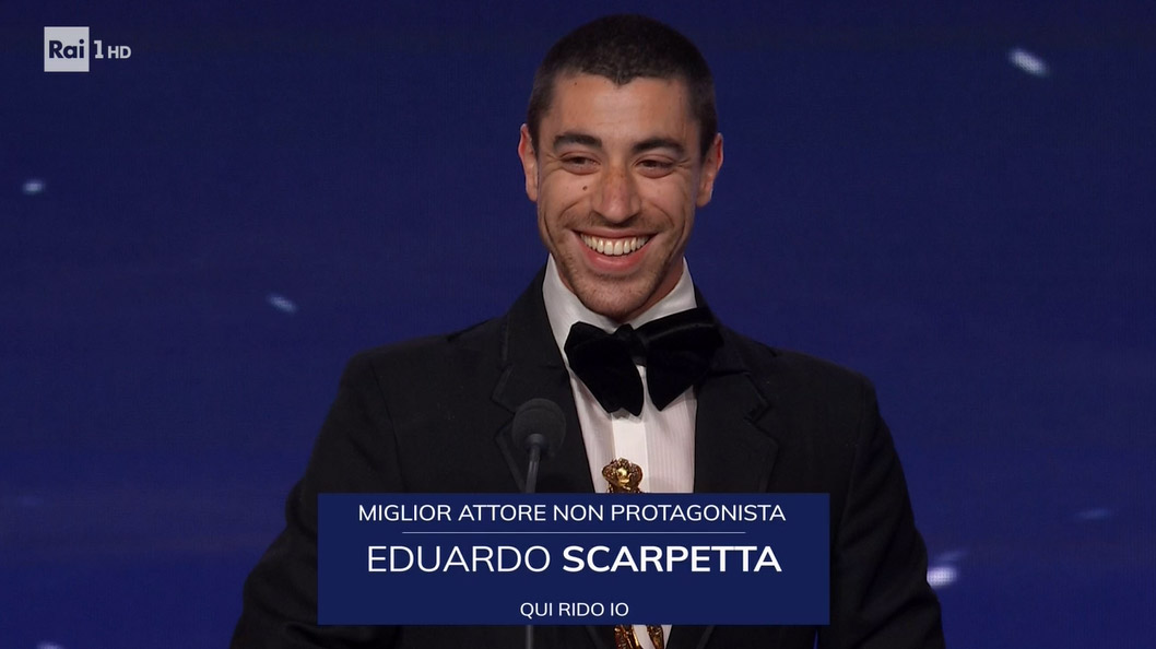 Premio David di Donatello 2022 Miglior Attore Non Protagonista a Eduardo Scarpetta per Qui Rido Io