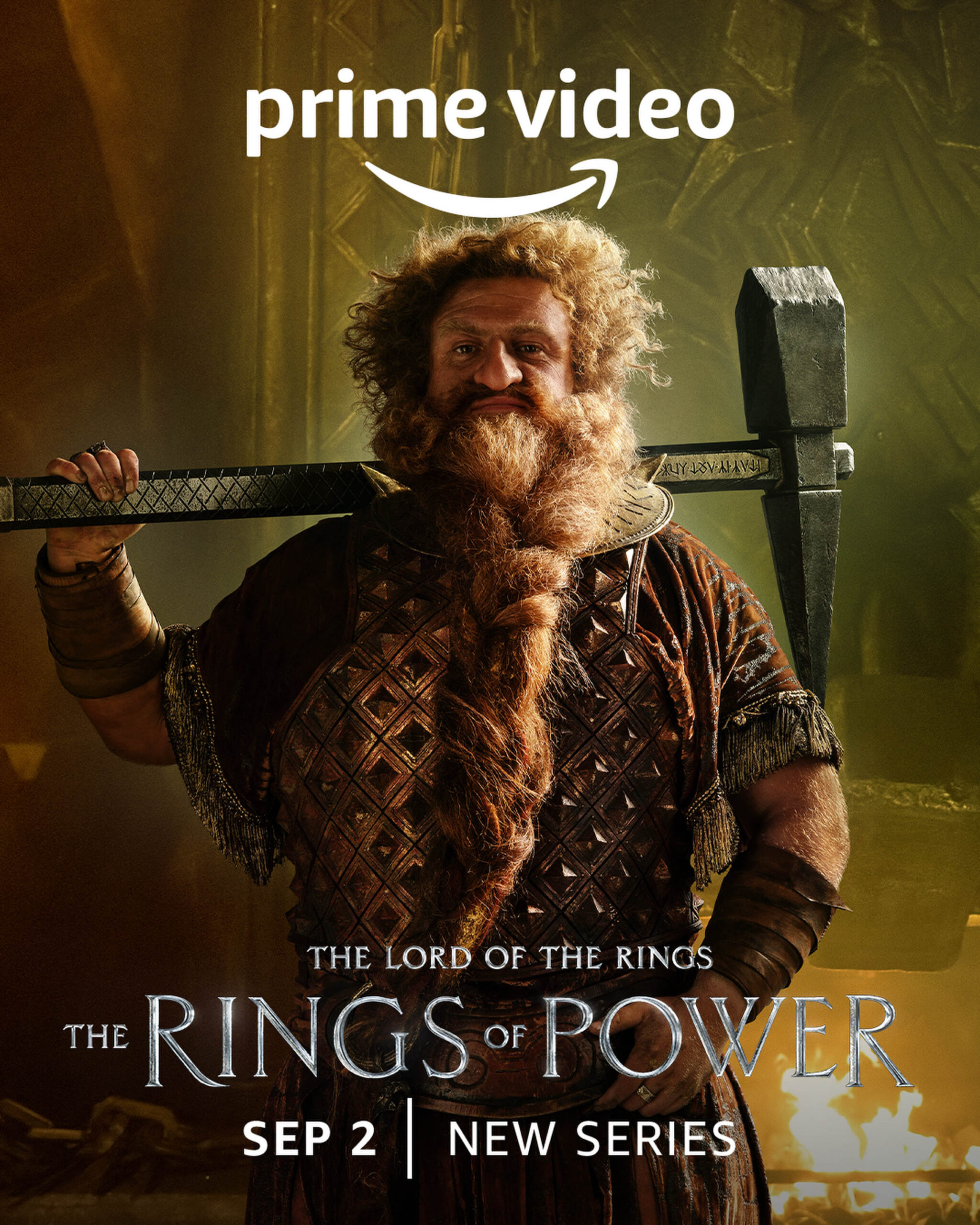 Owain Arthur come Prince Durin IV - Il signore degli anelli Gli anelli del Potere - Character Poster (SDCC 2022) [credit: Crediti: Copyright Amazon Studios; courtesy of Prime Video]
